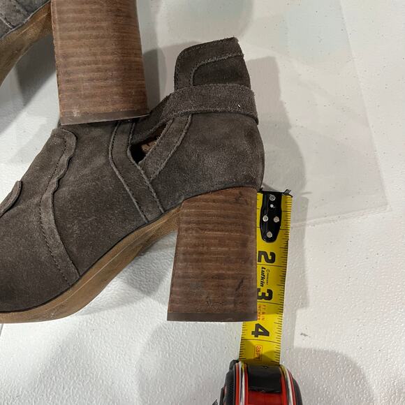 Joe's Jeans Cassia Ankle Boots Blocked Heel Dark Gray Suede Open Toe sz 9.5 - Picture 9 of 9